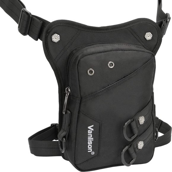 Vanlison Handbags - Vanlison black waterproof tactical durable drop leg multi use fanny pouch bag.